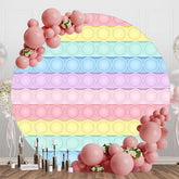 Aperturee - Cute Pop It Creamy Color Round Birthday Backdrop
