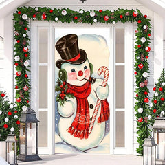 Aperturee - Cute Snowman White Simple Snowy Christmas Door Cover