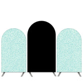 Aperturee Cyan Glitter And Black Happy Birthday Arch Backdrop Kit
