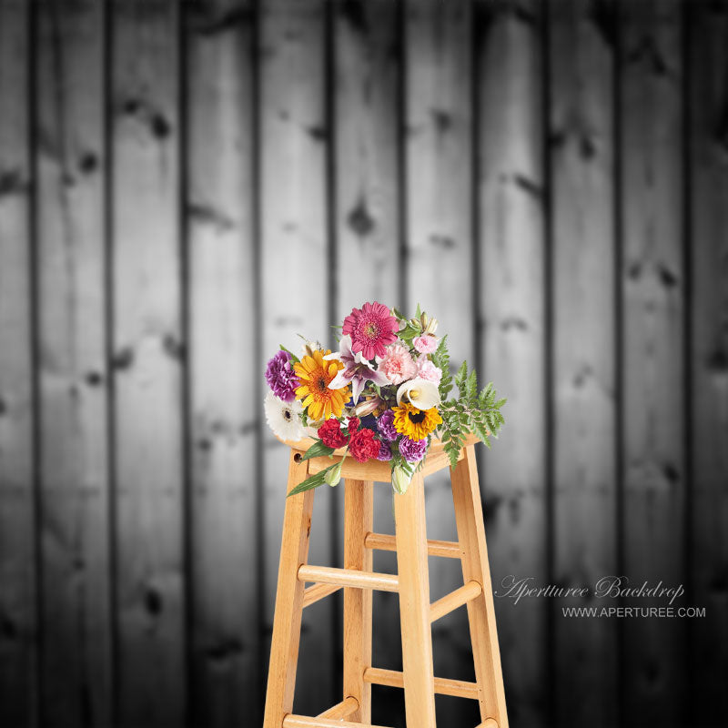 Aperturee - Dark Black Vintage Wood Texture Photo Backgdrop
