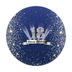 Aperturee - Dark Blue And Diamond Round 18th Birthday Backdrop