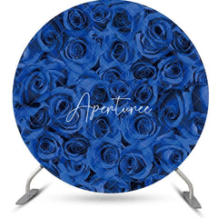 Aperturee - Dark Blue Floral Petals Eall Round Wedding Backdrop