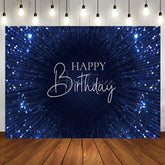 Aperturee - Dark Blue String Dots Bokeh Black Birthday Backdrop