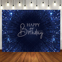 Aperturee - Dark Blue String Dots Bokeh Black Birthday Backdrop