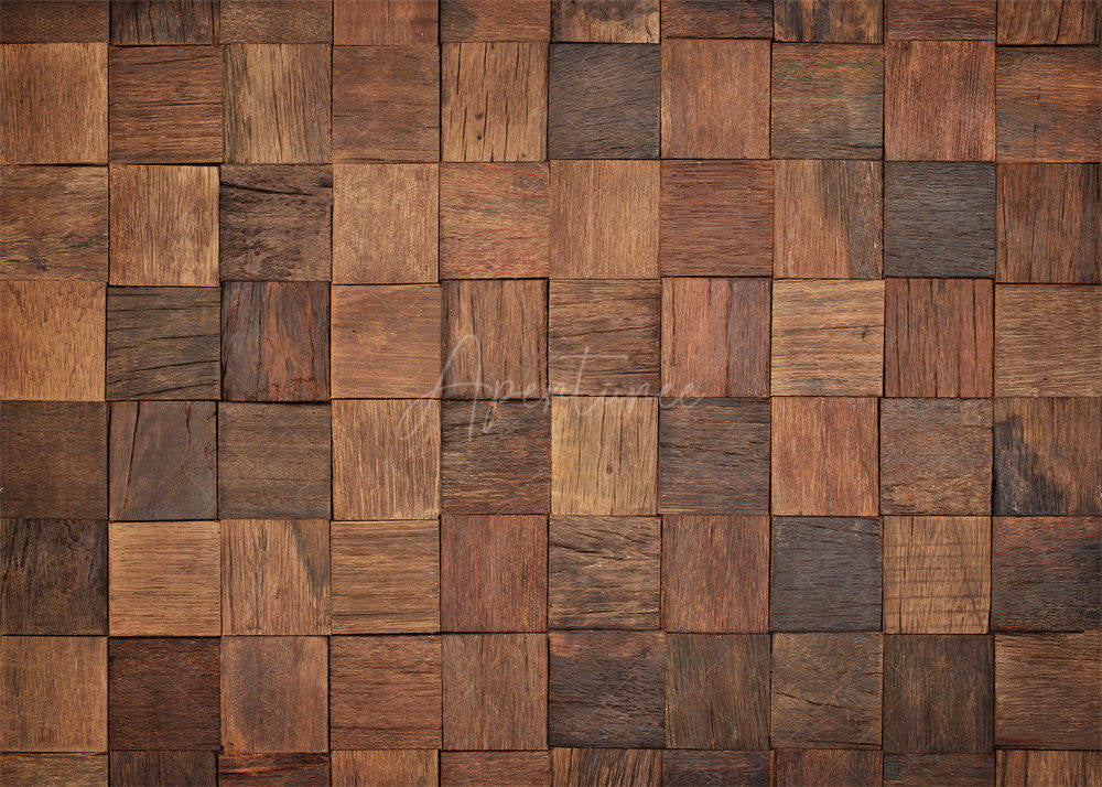 Aperturee - Deep Brown Pieces Of Planks Wood Rubber Floor Mat