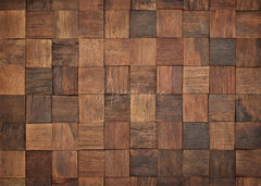 Aperturee - Deep Brown Pieces Of Planks Wood Rubber Floor Mat