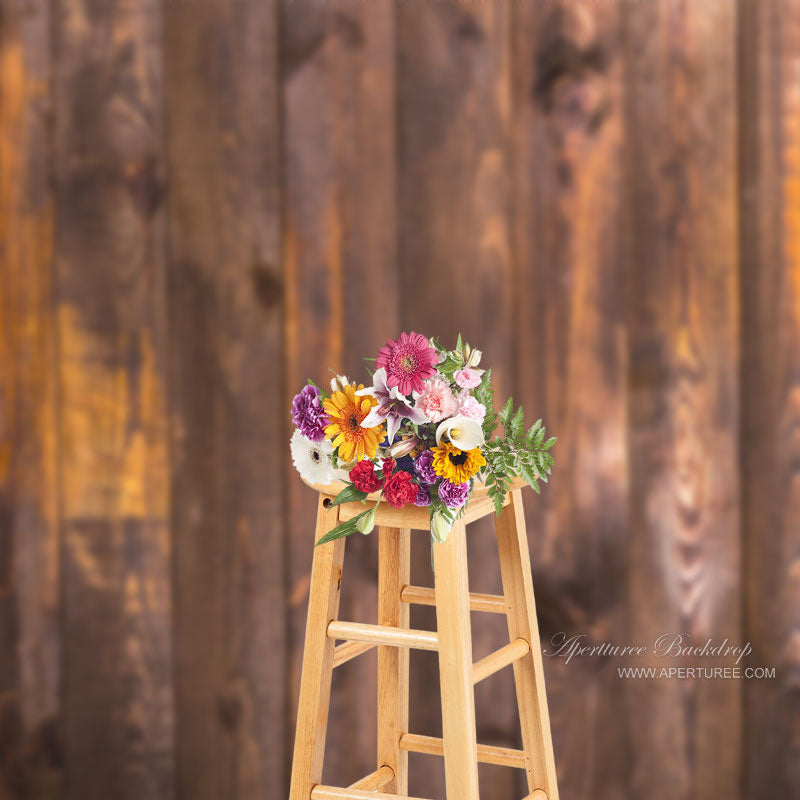 Aperturee - Dark Brown Vintage Vertical Wood Portrait Backdrop
