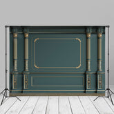 Aperturee - Dark Green Interior Gypsum Line Portrait Backdrop