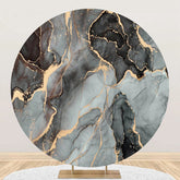 Aperturee - Dark Grey And Golden Marble Round Birthday Backdrop