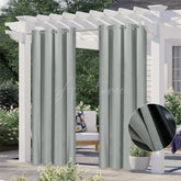 Aperturee - (7 Day Delivery) Grey Waterproof Grommet Top Outdoor Curtains for Front Porch