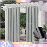 Aperturee - (7 Day Delivery) Grey Waterproof Grommet Top Outdoor Curtains for Front Porch