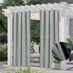 Aperturee - (7 Day Delivery) Grey Waterproof Grommet Top Outdoor Curtains for Front Porch