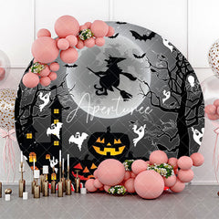 Aperturee - Dark Moon Night Pumpkin Round Halloween Backdrop