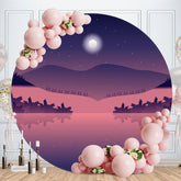 Aperturee - Dark Purple Night And Moon Round Birthday Backdorp