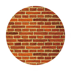 Aperturee - Dark Red Bricks Round Birthday Party Backdrop