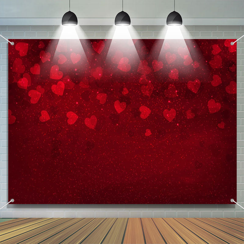 Aperturee - Dark Red Dispersed Hearts Valentines Day Backdrop