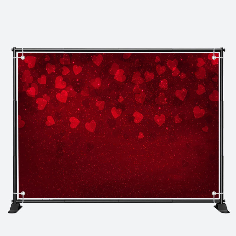 Aperturee - Dark Red Dispersed Hearts Valentines Day Backdrop