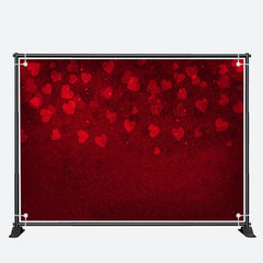 Aperturee - Dark Red Dispersed Hearts Valentines Day Backdrop