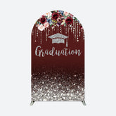 Aperturee - Dark Red Floral Diamonds Graduation Arch Backdrop