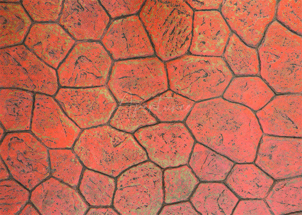 Aperturee - Red Vintage Style Paint Cracked Rubber Floor Mat
