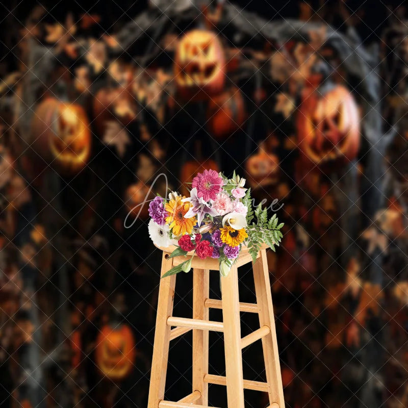 Aperturee - Dead Branches Hanging Pumpkins Halloween Backdrop