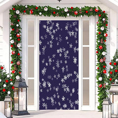 Aperturee - Deep Blue Snowflakes Simple Christmas Door Cover