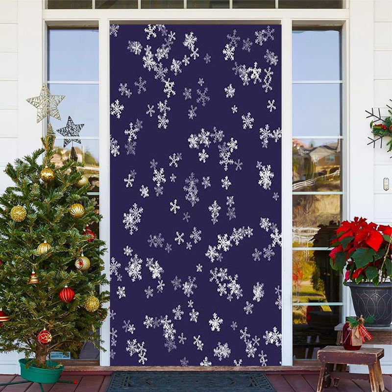 Aperturee - Deep Blue Snowflakes Simple Christmas Door Cover