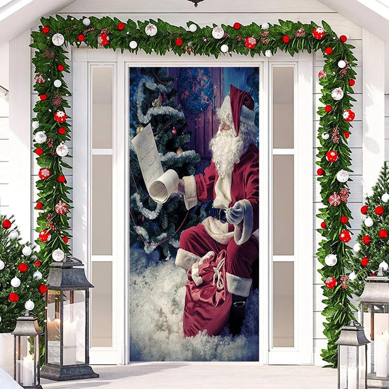 Aperturee - Deep Color Santa Claus Snowy Christmas Door Cover
