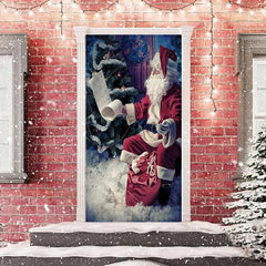 Aperturee - Deep Color Santa Claus Snowy Christmas Door Cover
