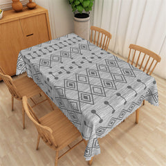 Aperturee - Deep Grey Rhombic Dots Modern Rectangle Tablecloth