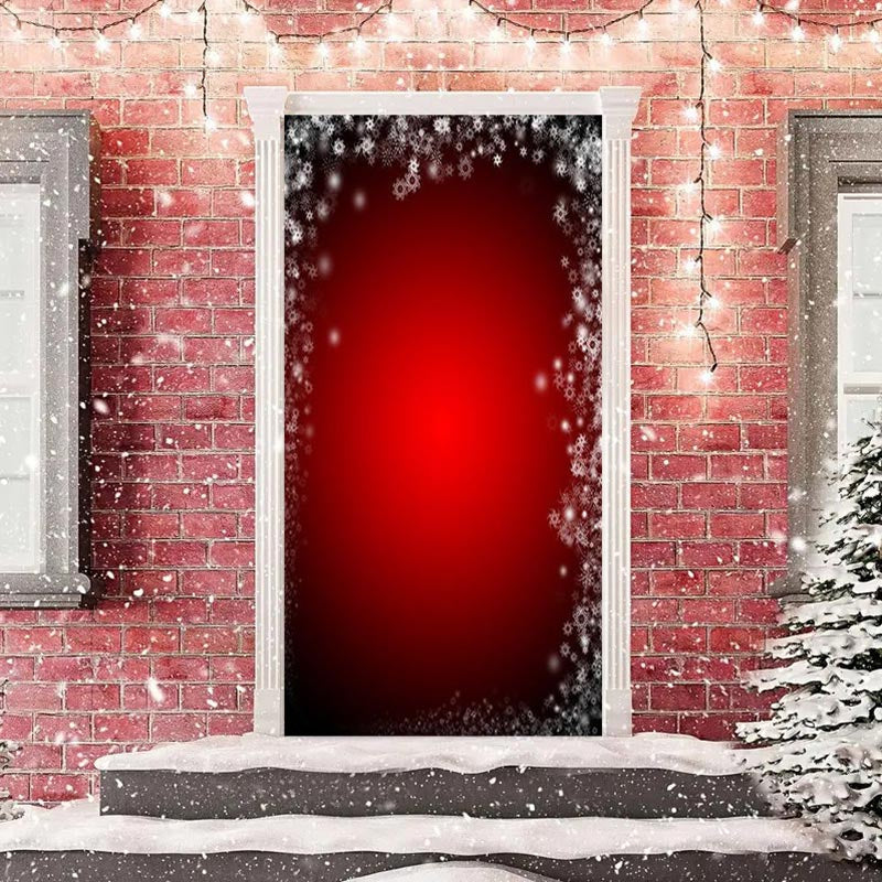 Aperturee - Deep Red Snowflakes Simple Christmas Door Cover