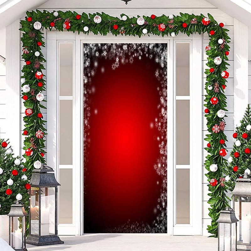 Aperturee - Deep Red Snowflakes Simple Christmas Door Cover