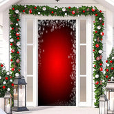 Aperturee - Deep Red Snowflakes Simple Christmas Door Cover