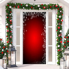 Aperturee - Deep Red Snowflakes Simple Christmas Door Cover