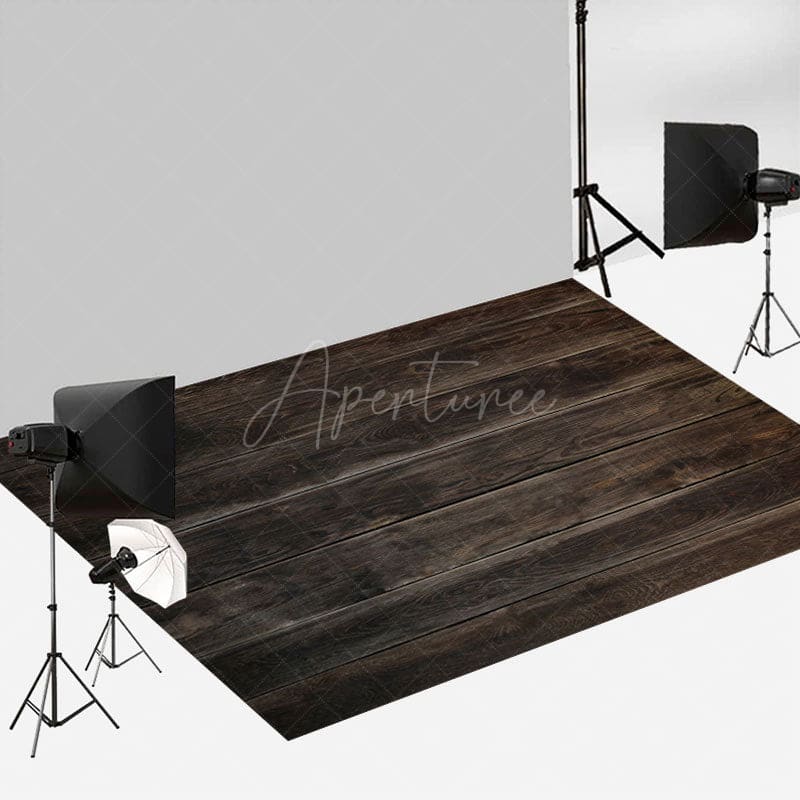 Aperturee - Dark Color Baby Photography Wood Floor Backdrop