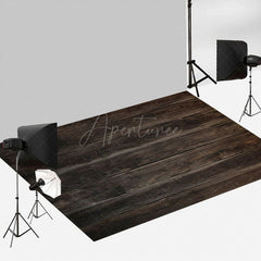 Aperturee - Dark Color Baby Photography Wood Floor Backdrop