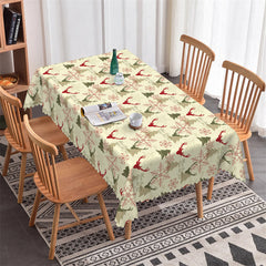 Aperturee - Deers Snowflake Pine Trees Repeat Christmas Tablecloth