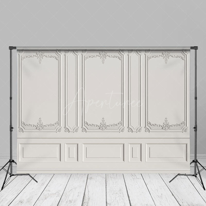 Aperturee - Delicate Carved Vintage White Wall Portrait Backdrop