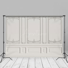 Aperturee - Delicate Carved Vintage White Wall Portrait Backdrop