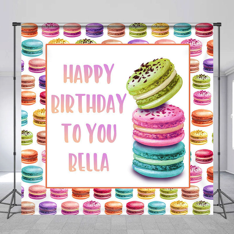 Aperturee - Delicious Macaron Dessert Custom Birthday Backdrop
