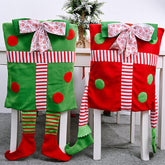 Aperturee - Delightful Red Green Elf Legs Christmas Chair Cover