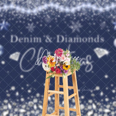 Aperturee - Denim Diamonds Glitter Deep Blue Christmas Backdrop