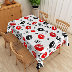 Aperturee - Dense Lip Print Valentines Day Rectangle Tablecloth