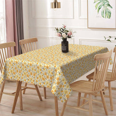 Aperturee - Dense Yellow Floral Pattrens Rectangle Tablecloth