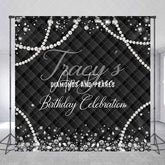 Aperturee - Diamond And Pearls Black Vintage Custom Birthday Backdrop