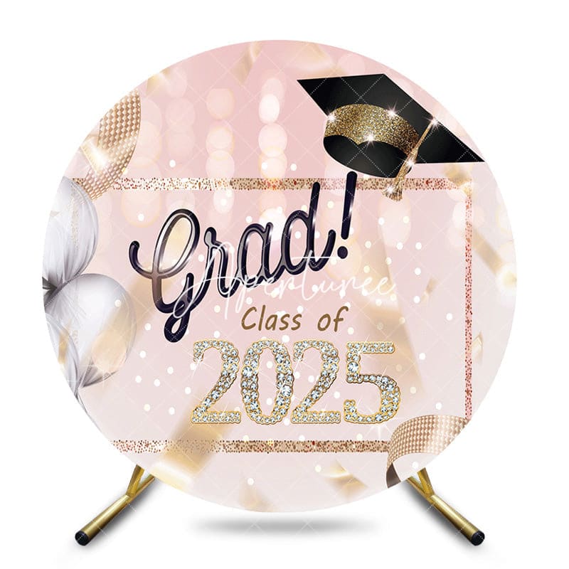 Aperturee - Diamond Glitter Pink Bokeh Circle 2025 Grad Backdrop