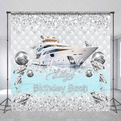 Aperturee - Diamonds Sparkle Ship Custom Name Birthday Backdrop