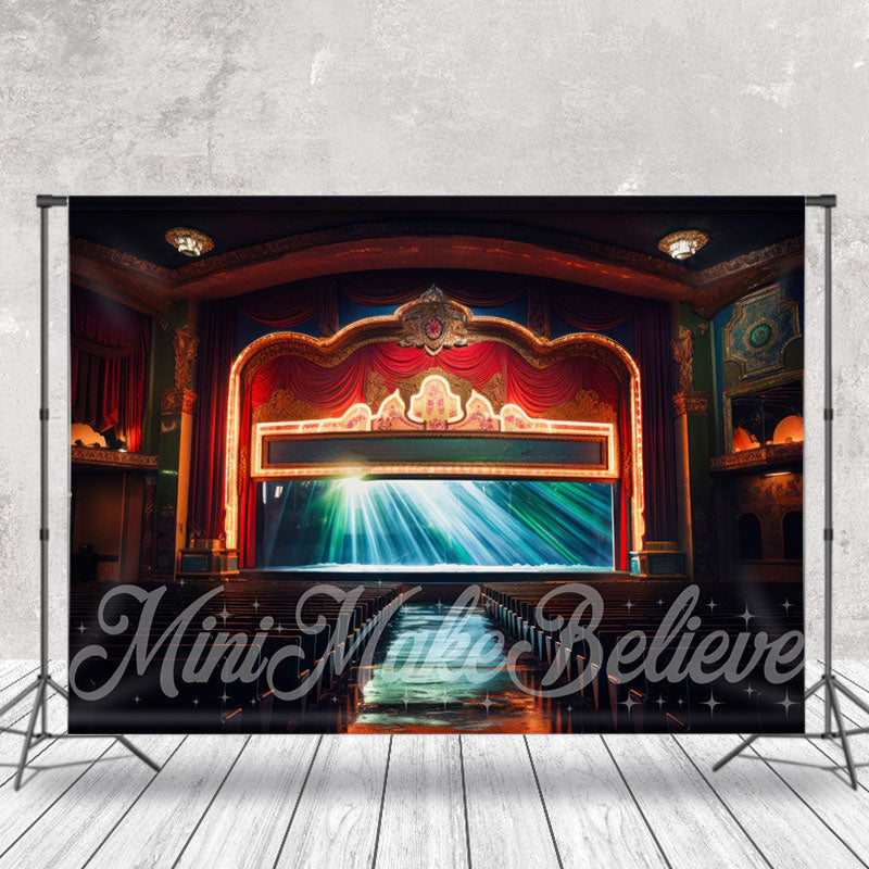 Aperturee - Dim Grand Theater Stage Red Green Light Backdrop