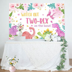 Aperturee - Dinosaur Eggs Floral Leaves 2nd Birthday Backdrop