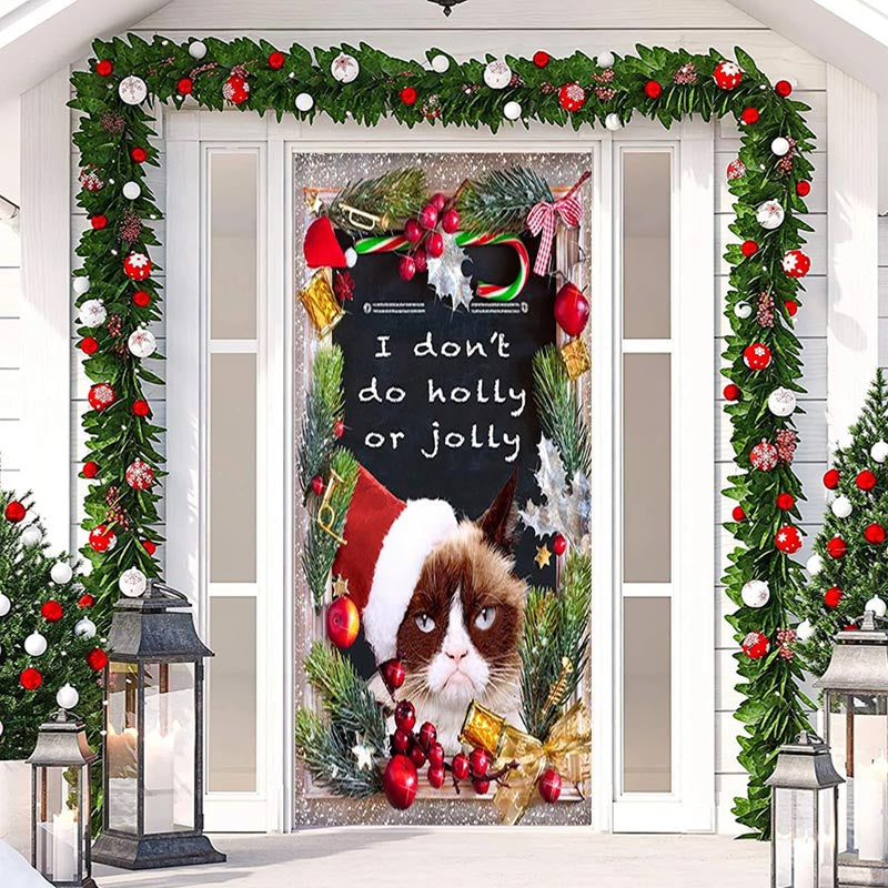 Aperturee - Dont Do Holly Jolly Glitter Cat Christmas Door Cover